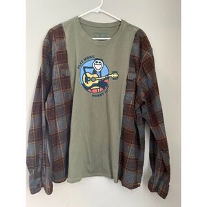 Play More, Worry Less Guitar, Life is Good Upcycled Flannel